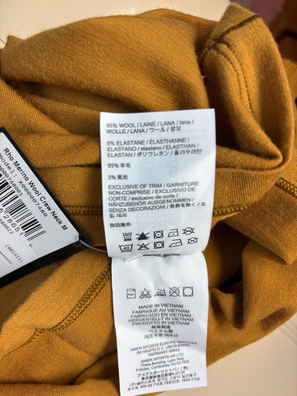 Arc'teryx Rho Merino Wool Crew Neck Long Sleeve in Yukon Size Large NWT - Picture 6 of 6